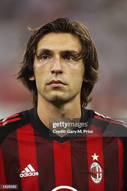 Andrea Pirlo of Milan during the line up before the UEFA Champions League match between AC Milan and RC Lens held at the Giuseppe Meazza, San Siro...