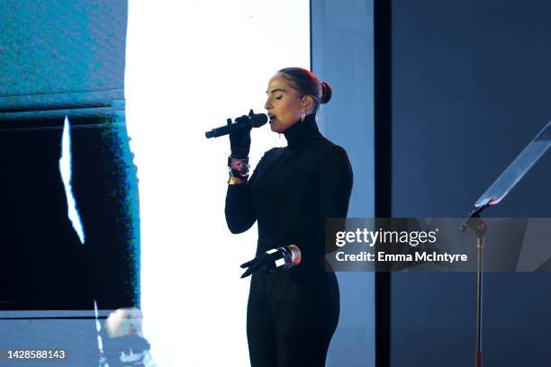 Snoh Aalegra performs onstage during Variety's Power of Women presented by Lifetime at Wallis Annenberg Center for the Performing Arts on September...