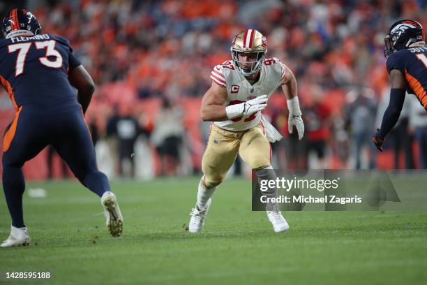 Nick Bosa of the San Francisco 49ers rushes the quarterback during the game against the Denver Broncos at Empower Field At Mile High on September 25,...