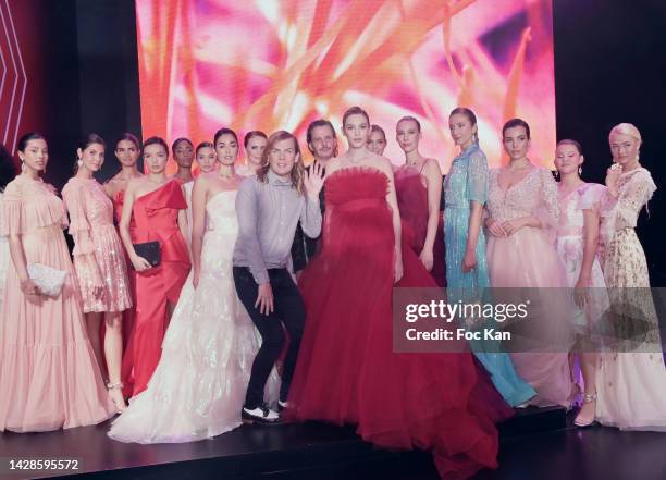 Adele De Fontenay, Lison Di Martino, Agatha Maksimova, Christophe Guillarmé, Andrea Furet, April Benayoum, Magda Swider and models pose on the runway...