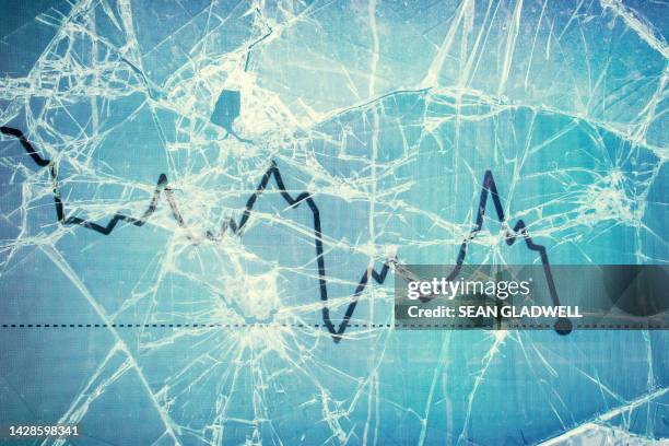 graph and smashed screen - impact investing stock pictures, royalty-free photos & images