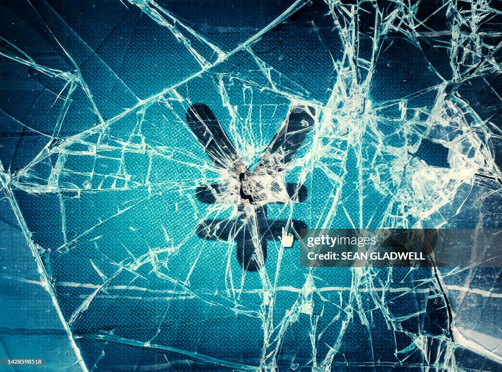 Yen Symbol Smashed Screen High-Res Stock Photo - Getty Images