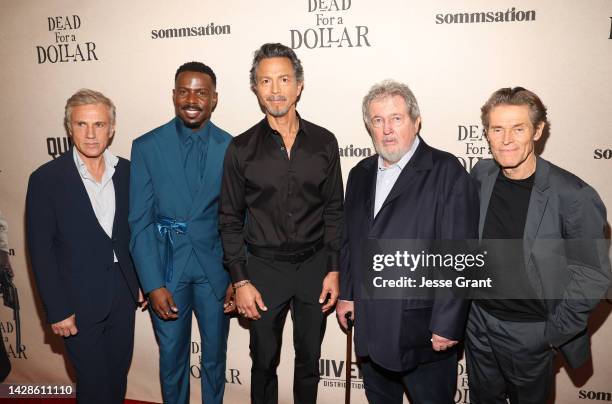 Christoph Waltz, Warren Burke, Benjamin Bratt, Walter Hill, and Willem Dafoe attend the U.S. Premiere screening of "Dead For A Dollar" at Directors...