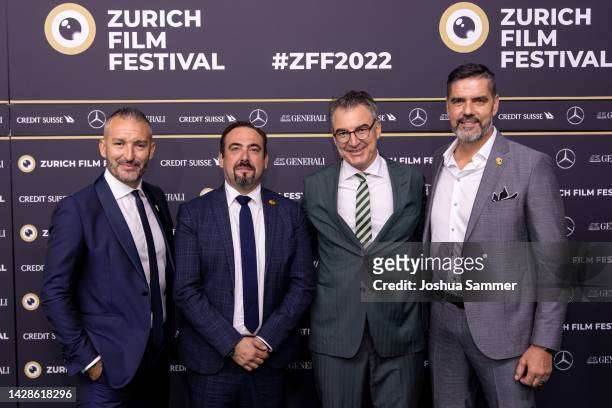 Gianluca Zambrotta, Marco Fazzone, Christian Jungen and Pascal Zuberbuehler attend the "When The World Watched: Italy 2006" photocall during the 18th...