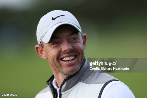 Rory McIlroy of Northern Ireland smiles whilst walking from the 10th tee during Day One of the Alfred Dunhill Links Championship at Carnoustie Golf...