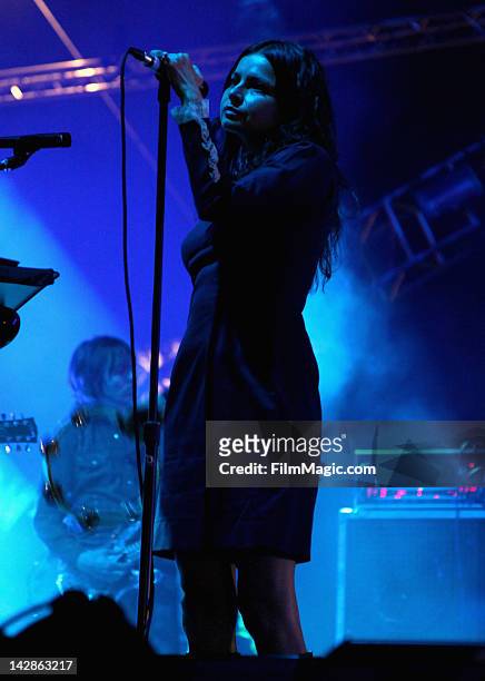 Singer Hope Sandoval of Mazzy Star performs during Day 1 of the 2012 Coachella Valley Music & Arts Festival held at the Empire Polo Club on April 13,...
