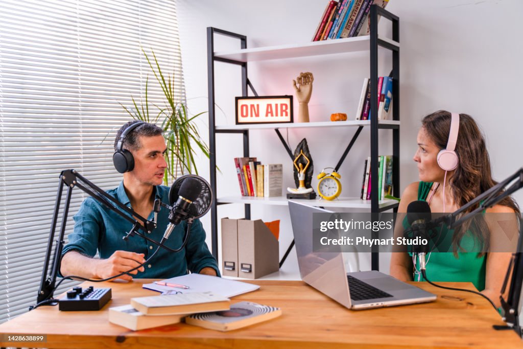 Interview and discussion between a blogger and a guest on a live podcast show