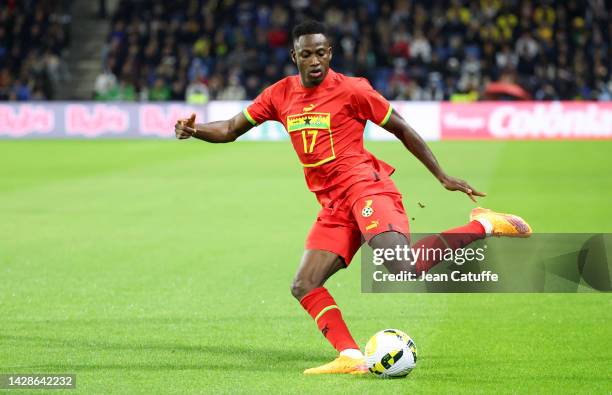 Baba Rahman of Ghana during the international friendly match between Brazil and Ghana at Stade Oceane on September 23, 2022 in Le Havre, France.