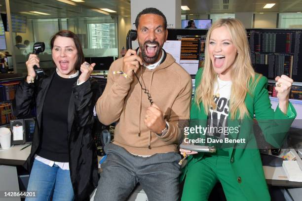 Sadie Frost, Rio Ferdinand and Laura Whitmore attend the BGC Partners Charity Day on September 29, 2022 in London, England.