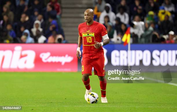 Andre Ayew of Ghana during the international friendly match between Brazil and Ghana at Stade Oceane on September 23, 2022 in Le Havre, France.