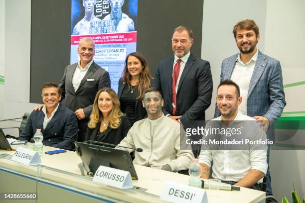 Press conference at the headquarters of the Lombardy Region for Special Boxing: sport and disabled at the EBU European Rooster Weight Championship,...