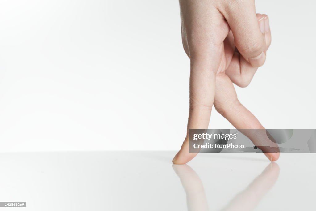 Close-up of fingers walking