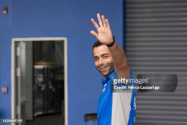 Danilo Petrucci of Italy and Team Suzuki ECSTAR greets in paddock during the MotoGP of Thailand - Previews at Chang International Circuit on...