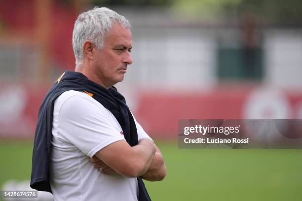 Roma coach Josè Mourinho during training session at Centro Sportivo Fulvio Bernardini on September 29, 2022 in Rome, Italy.