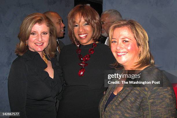 Arianna Huffington, left, and Gayle King with political commentator Hilary Rosen, right, attend a VIP party hosted by Debra Lee during the BET Honors.