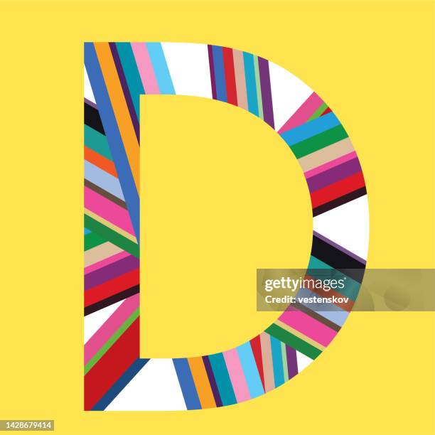 contemporary colourful stripes graphic geometric typography alphabets - d design stock illustrations