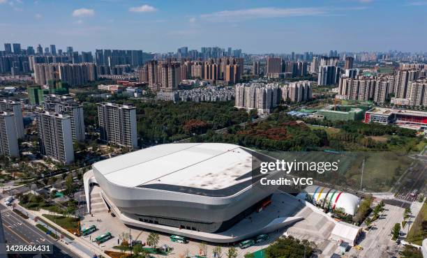 Aerial view of the High Technology Zone Sports Center ahead of 2022 ITTF World Team Championships Finals on September 28, 2022 in Chengdu, China.