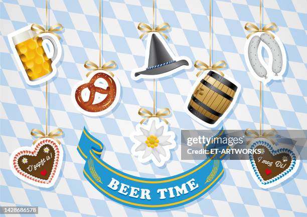 beer festival - bayern muster stock-grafiken, -clipart, -cartoons und -symbole