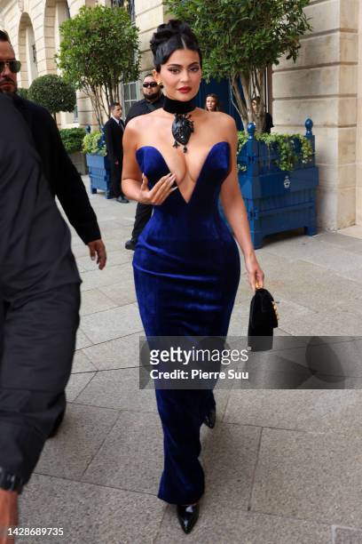 Kylie Jenner is seen outside the Ritz Hotel on September 29, 2022 in Paris, France.