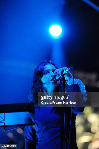 Singer Hope Sandoval of the band Mazzy Star performs during Day 1 of the 2012 Coachella Valley Music & Arts Festival held at the Empire Polo Club on...