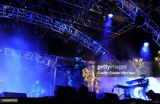 Singer Hope Sandoval of the band Mazzy Star performs during Day 1 of the 2012 Coachella Valley Music & Arts Festival held at the Empire Polo Club on...