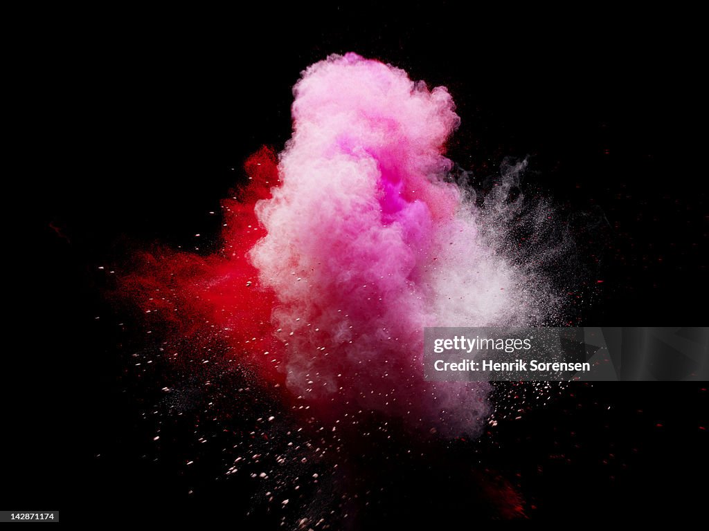 Explosion of colored powder