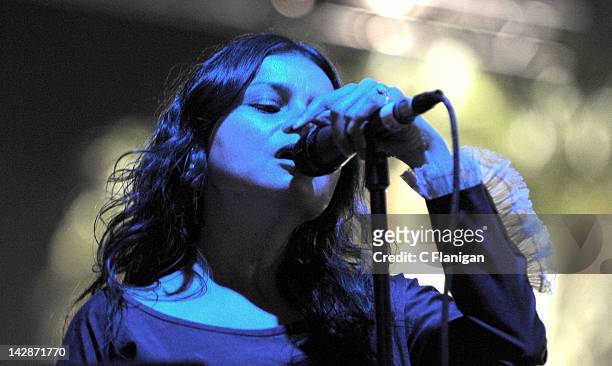 Singer Hope Sandoval of the band Mazzy Star performs during the 2012 Coachella Music Festival at The Empire Polo Club on April 13, 2012 in Indio,...