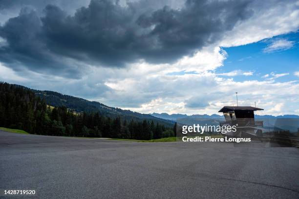 altiport of megève - altiport stock pictures, royalty-free photos & images