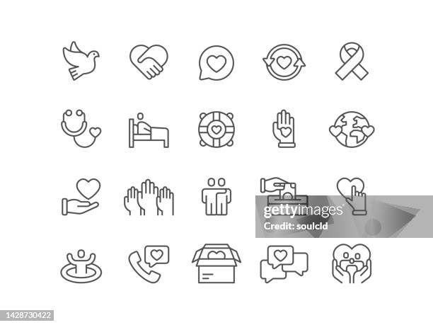 charity icons - emotionale unterstützung stock-grafiken, -clipart, -cartoons und -symbole
