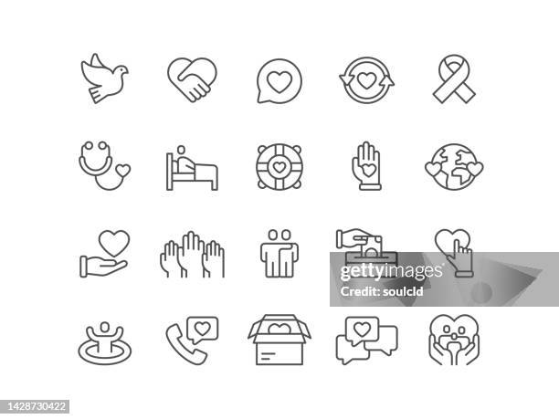 stockillustraties, clipart, cartoons en iconen met charity icons - heart box ribbon