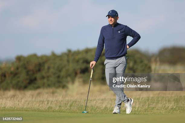 Andriy Shevchenko looks across the 8th green on Day One of the Alfred Dunhill Links Championship on the Old Course St. Andrews on September 29, 2022...