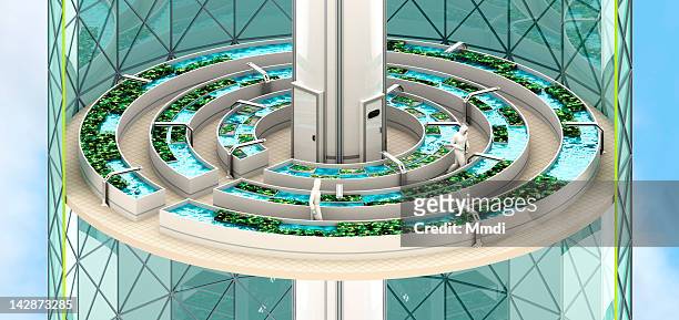 verticalfarm_aquaponiclevel - architectural model stock illustrations