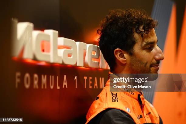 Daniel Ricciardo of Australia and McLaren looks on in the Paddock during previews ahead of the F1 Grand Prix of Singapore at Marina Bay Street...