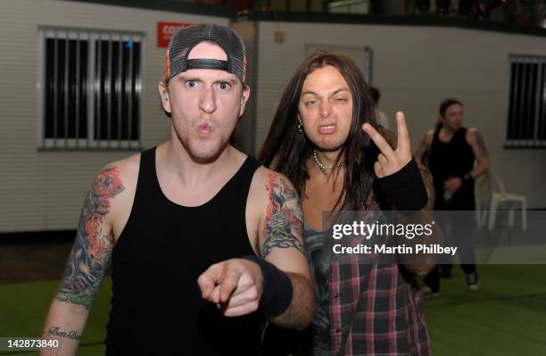 Michael Thomas and Matt Tuck of Bullet for my Valentine backstage at The Soundwave Music Festival at Olympic Park on 27th February 2011, in Sydney,...