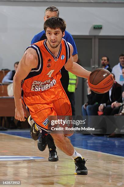 Stefan Markovic, #4 of Valencia Basket in action during semifinal A of the 2012 Eurocup Finals between Valencia Basket v Lietuvos Rytas at Basketball...