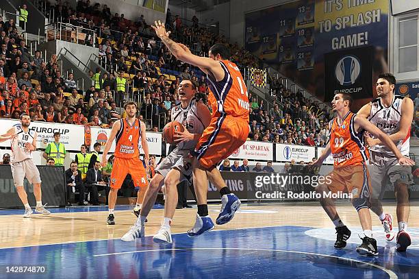 Steponas Babrauskas, #5 of Lietuvos Rytas in action during the semifinal A of 2012 Eurocup Finals between Valencia Basket v Lietuvos Rytas at...