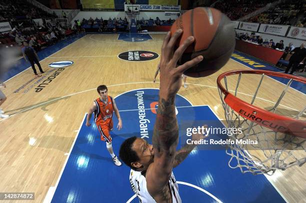 Lawrence Roberts, #7 of Lietuvos Rytas in action during semi-final A of the 2012 Eurocup Finals between Valencia Basket v Lietuvos Rytas at...