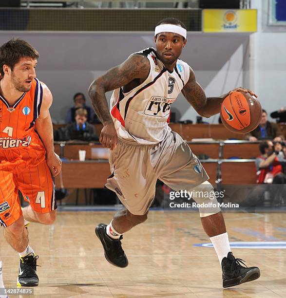 Tyrese Rice, #6 of Lietuvos Rytas in action during semi-final A of the 2012 Eurocup Finals between Valencia Basket v Lietuvos Rytas at Basketball...