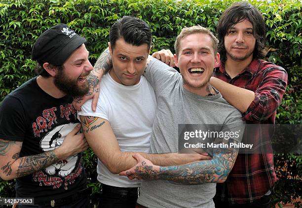 The Gaslight Anthem backstage at The Soundwave Music Festival at Olympic Park on 27th February 2011, in Sydney, Australia. L-R Alex Rosamilia, Alex...