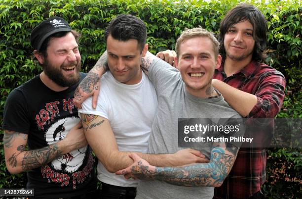 The Gaslight Anthem backstage at The Soundwave Music Festival at Olympic Park on 27th February 2011, in Sydney, Australia. L-R Alex Rosamilia, Alex...