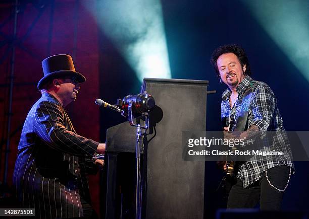 Steve Lukather and David Paich of American rock group Toto performing live on stage at Castello Scaligero in Verona, on September 6, 2011.