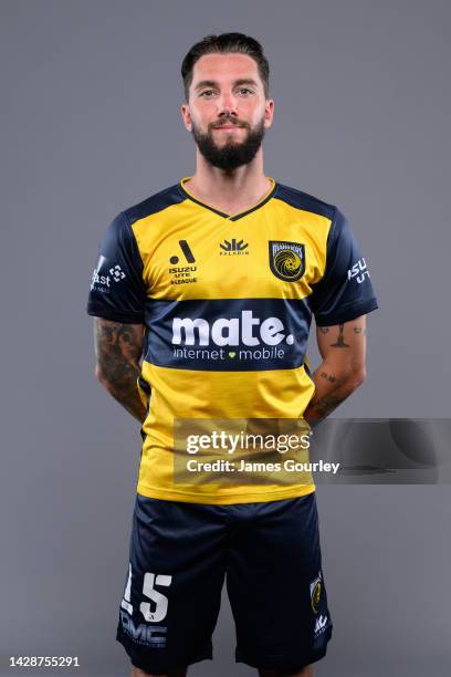 Storm Roux poses during the Central Coast Mariners FC headshots session at Mingara Recreation Club on September 28, 2022 in the Central Coast,...