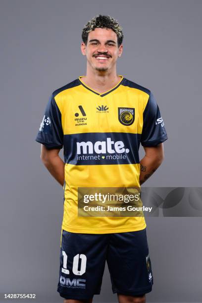Moresche poses during the Central Coast Mariners FC headshots session at Mingara Recreation Club on September 28, 2022 in the Central Coast,...
