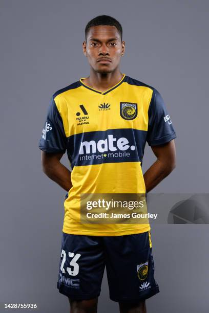 Daniel Hall poses during the Central Coast Mariners FC headshots session at Mingara Recreation Club on September 28, 2022 in the Central Coast,...