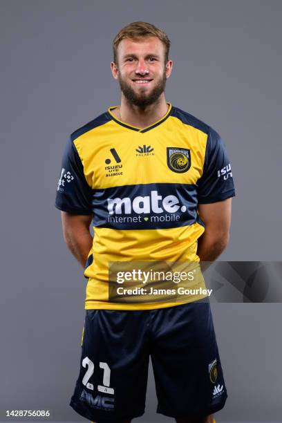 Michael Ruhs poses during the Central Coast Mariners FC headshots session at Mingara Recreation Club on September 28, 2022 in the Central Coast,...