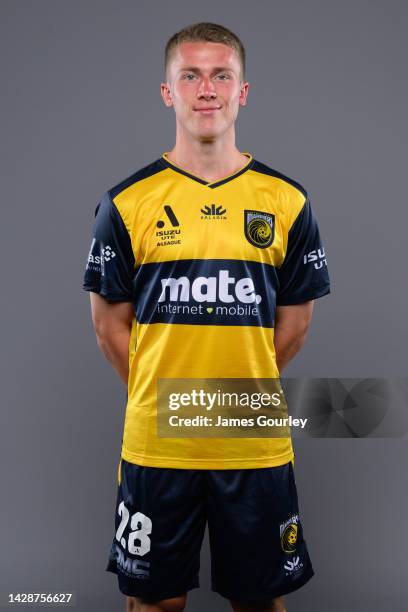 James Bayliss poses during the Central Coast Mariners FC headshots session at Mingara Recreation Club on September 28, 2022 in the Central Coast,...