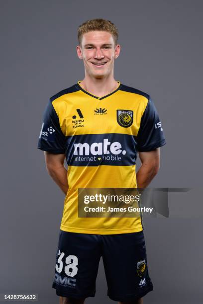 Jakob Cresnar poses during the Central Coast Mariners FC headshots session at Mingara Recreation Club on September 28, 2022 in the Central Coast,...