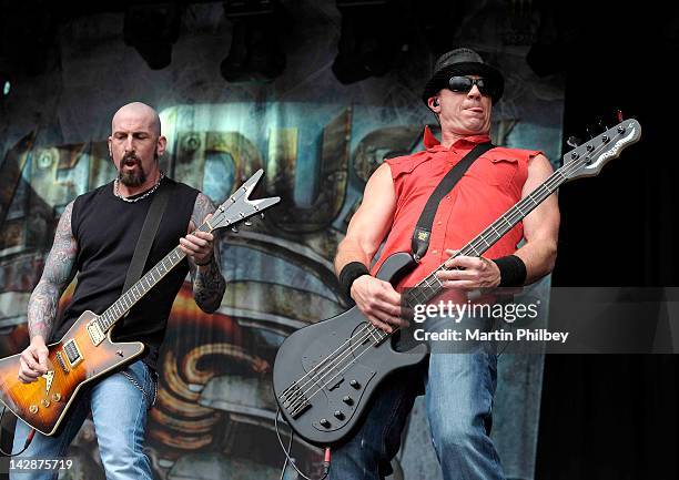 Clint Lowery and Vince Hornsby of Sevendust perform on stage at The Soundwave Music Festival at Olympic Park on 27th February 2011, in Sydney,...