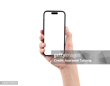 Close up hand hold phone isolated on white background Close up hand hold phone isolated on white background