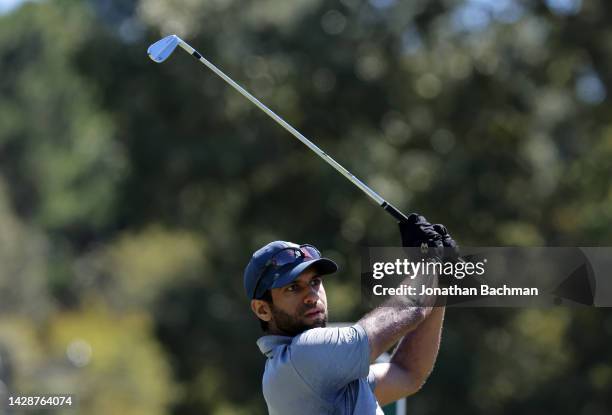 Aaron Rai of England plays his shot from the fourth tee during the Sanderson Farms Championship at The Country Club of Jackson on September 29, 2022...